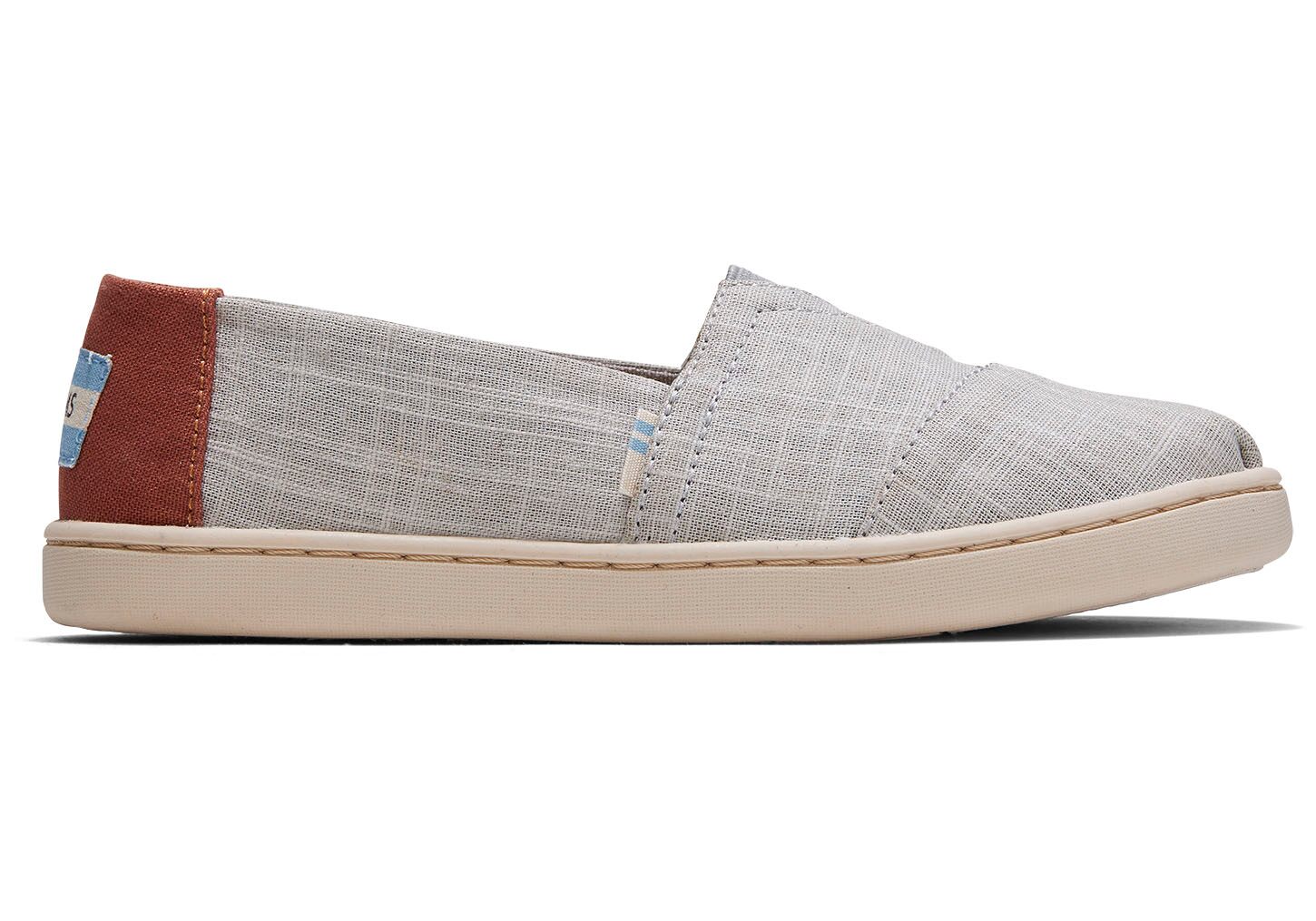 Toms Classics Crosshatch Linen - Kids Alpargata Espadrilles - Grey - NZ - 206583IFH